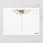 Green Gold Leaves Red Berry Poinsettia Kerstmis Briefkaart (Achterkant)