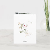 Green Gold Leaves Red Berry Wedry Hartelijk dank Bedankkaart (Achterkant)