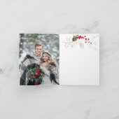 Green Gold Leaves Red Berry Wedry Hartelijk dank Bedankkaart (Binnen)