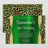 Green Gold Leopard Folie Gem Heart 21st Birthday Kaart (Voorkant / Achterkant)