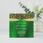 Green Gold Leopard Folie Gem Heart 50e verjaardag Kaart (Staand voorkant)