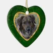 Green Gold Lijst Snowflake Pet Memorial Keramisch Ornament (Rechts)