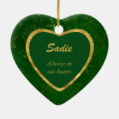 Green Gold Lijst Snowflake Pet Memorial Keramisch Ornament (Achterkant)