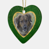 Green Gold Lijst Snowflake Pet Memorial Keramisch Ornament (Links)