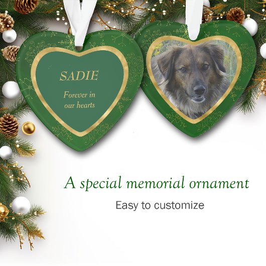 Green Gold Lijst Snowflake Pet Memorial Ornament