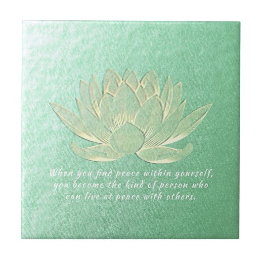 Green Gold Lotus Yoga Meditation Instructor Tegeltje (Voorkant)