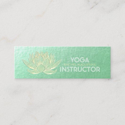 Green Gold Lotus Yoga Meditation Reiki Instructor Mini Visitekaartje (Voorkant)
