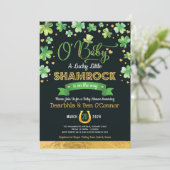 Green Gold Lucky Shamrock Baby shower Chalkboard Kaart (Staand voorkant)