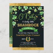 Green Gold Lucky Shamrock Baby shower Chalkboard