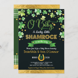 Green Gold Lucky Shamrock Baby shower Chalkboard Kaart