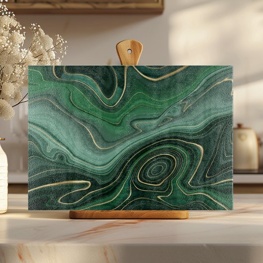 Green Gold Malachite Gemstone Snijplank