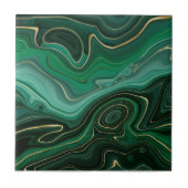 Green Gold Malachite Gemstone Tegeltje (Voorkant)