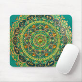 Green & Gold Mandala Mouse Pad Muismat (Met muis)