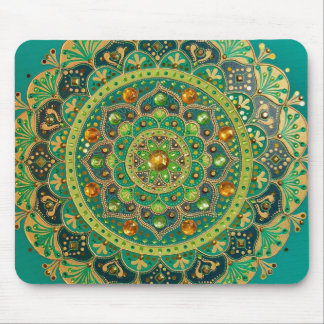 Green & Gold Mandala Mouse Pad Muismat