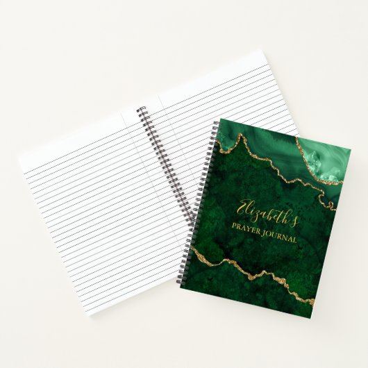 Green Gold Marble Agate Geode Prayer Journal Notitieboek (Binnen)