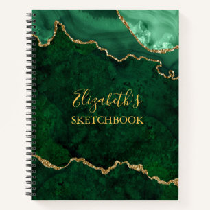 Green Gold Marble Agate Geode Sketchbook Notitieboek