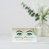 Green Gold Marble Eyes QR Code Microblading Visitekaartje (Staand voorkant)
