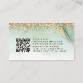 Green Gold Marble Eyes QR Code Microblading Visitekaartje (Achterkant)