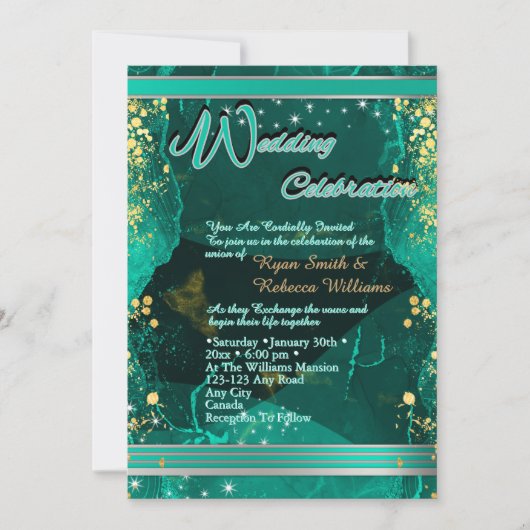 Green & Gold Marble Flat Card  (Voorkant)
