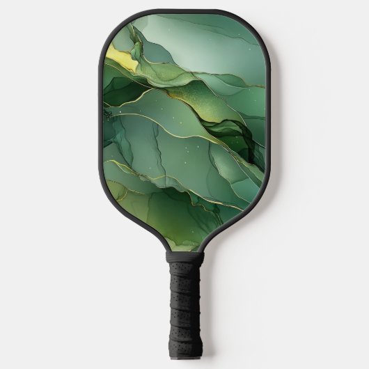 Green Gold Marble Pickleball Paddle (Voorkant)