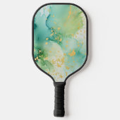 Green Gold Marble Pickleball Paddle (Achterkant)