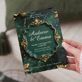 Green Gold Marble Wedding Invitation Kaart