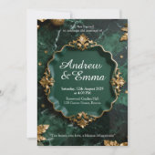 Green Gold Marble Wedding Invitation Kaart (Voorkant)