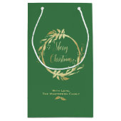 Green Gold Merry kerst Holly Wreath Holiday Klein Cadeauzakje (Achterkant)