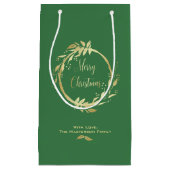 Green Gold Merry kerst Holly Wreath Holiday Klein Cadeauzakje (Voorkant)