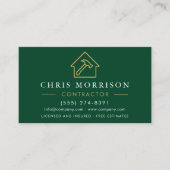 Green Gold Metal Building Construction QR Code Visitekaartje (Voorkant)