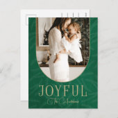 Green Gold Modern Botanische Arch Joyful Foto Feestdagenkaart (Voorkant / Achterkant)