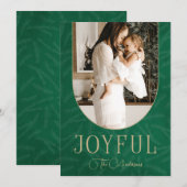 Green Gold Modern Botanische Arch Joyful Foto Feestdagenkaart (Voorkant / Achterkant)