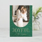 Green Gold Modern Botanische Arch Joyful Foto Feestdagenkaart (Staand voorkant)