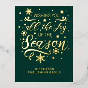Green Gold Modern Business Holiday Folie Card Feestdagen Briefkaart
