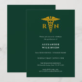 Green Gold Modern Nurse School Afstuderen Kaart (Voorkant / Achterkant)