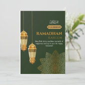 Green Gold Modern Ramadhan Kareem Feestdagenkaart (Staand voorkant)