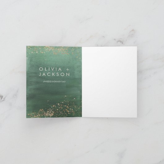 Green & Gold Modern Waterverf Hartelijk dank Kaart (Binnen)