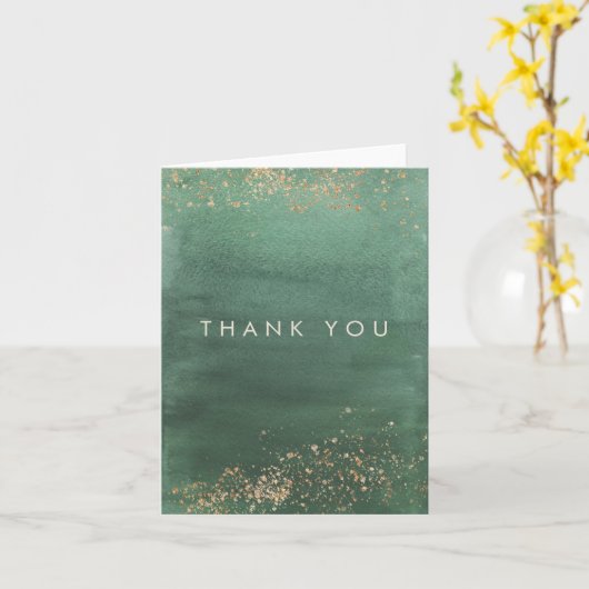 Green & Gold Modern Waterverf Hartelijk dank Kaart (Gele Bloem)