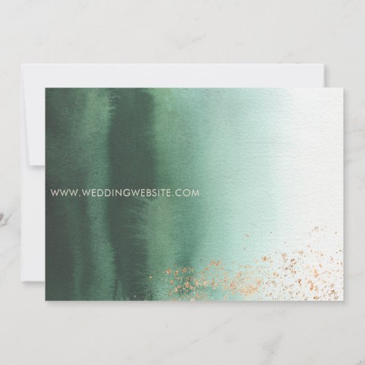 Green & Gold Modern Waterverf Ombre Save the Date Kaart (Achterkant)