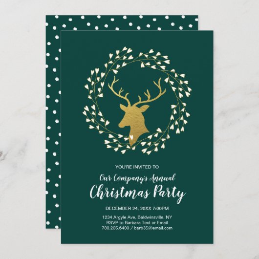 Green & Gold Moderne kerstfeestdag Kaart (Voorkant / Achterkant)