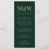 Green Gold Monogram Wedding Menu (Voorkant)