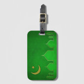 Green Gold Mosque Moon Star Bagagelabel (Voorkant (verticaal))