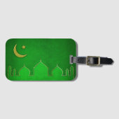 Green Gold Mosque Moon Star Bagagelabel (Voorkant (horizontaal))