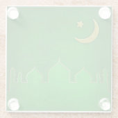 Green Gold Mosque Moon Star Glazen Onderzetter (Achterkant)