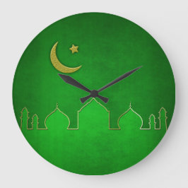Green Gold Mosque Moon Star Grote Klok