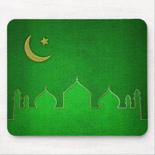 Green Gold Mosque Moon Star Muismat