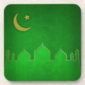 Green Gold Mosque Moon Star Onderzetter (Voorkant)