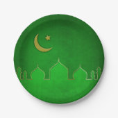 Green Gold Mosque Moon Star Papieren Bordje (Voorkant)