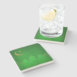 Green Gold Mosque Moon Star Stenen Onderzetter