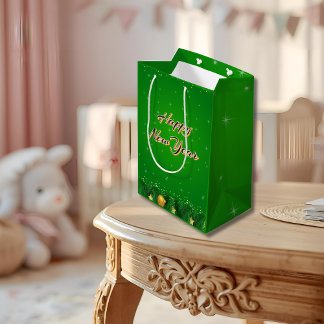 Green Gold New Year Gift Bag Medium Cadeauzakje